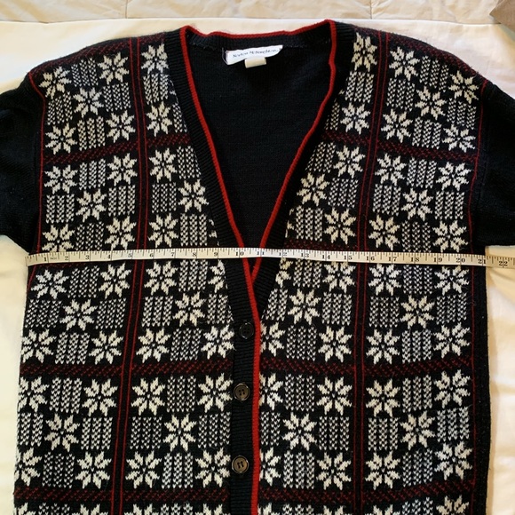 VTG Holiday Christmas Winter Sz S Norton McNaughton Cardigan Sweater Oversize H1 - Picture 10 of 11